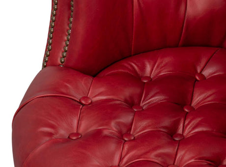 Bastian Red Leather Armchair - Ornate Home