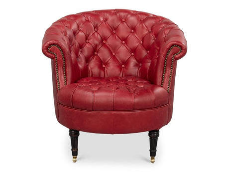 Bastian Red Leather Armchair - Ornate Home