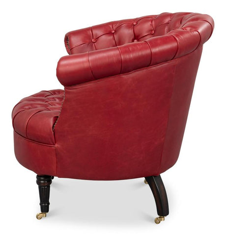 Bastian Red Leather Armchair - Ornate Home