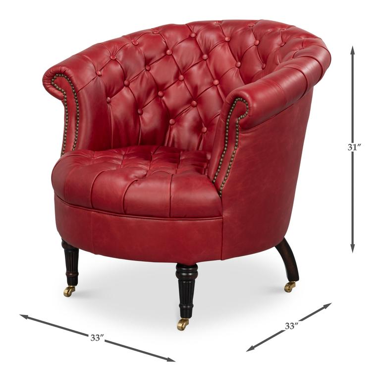 Bastian Red Leather Armchair - Ornate Home