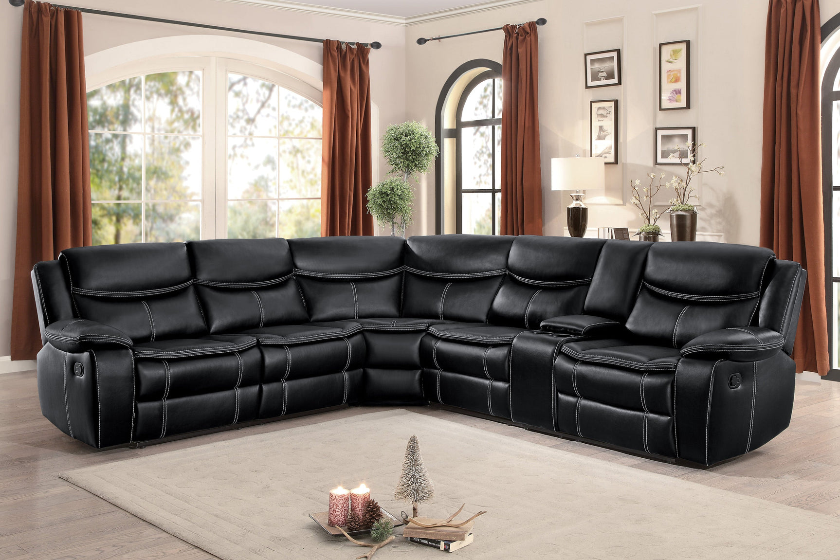 Bastrop Black 3-Piece Sectional - Ornate Home