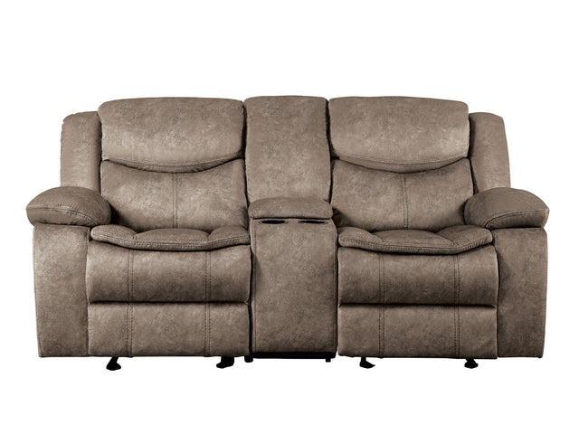 Bastrop Brown Double Glider Reclining Loveseat - Ornate Home