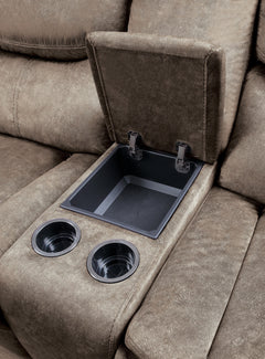 Bastrop Brown Double Glider Reclining Loveseat - Ornate Home
