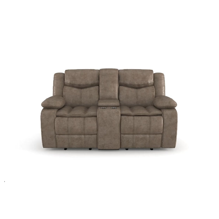 Bastrop Brown Double Glider Reclining Loveseat - Ornate Home