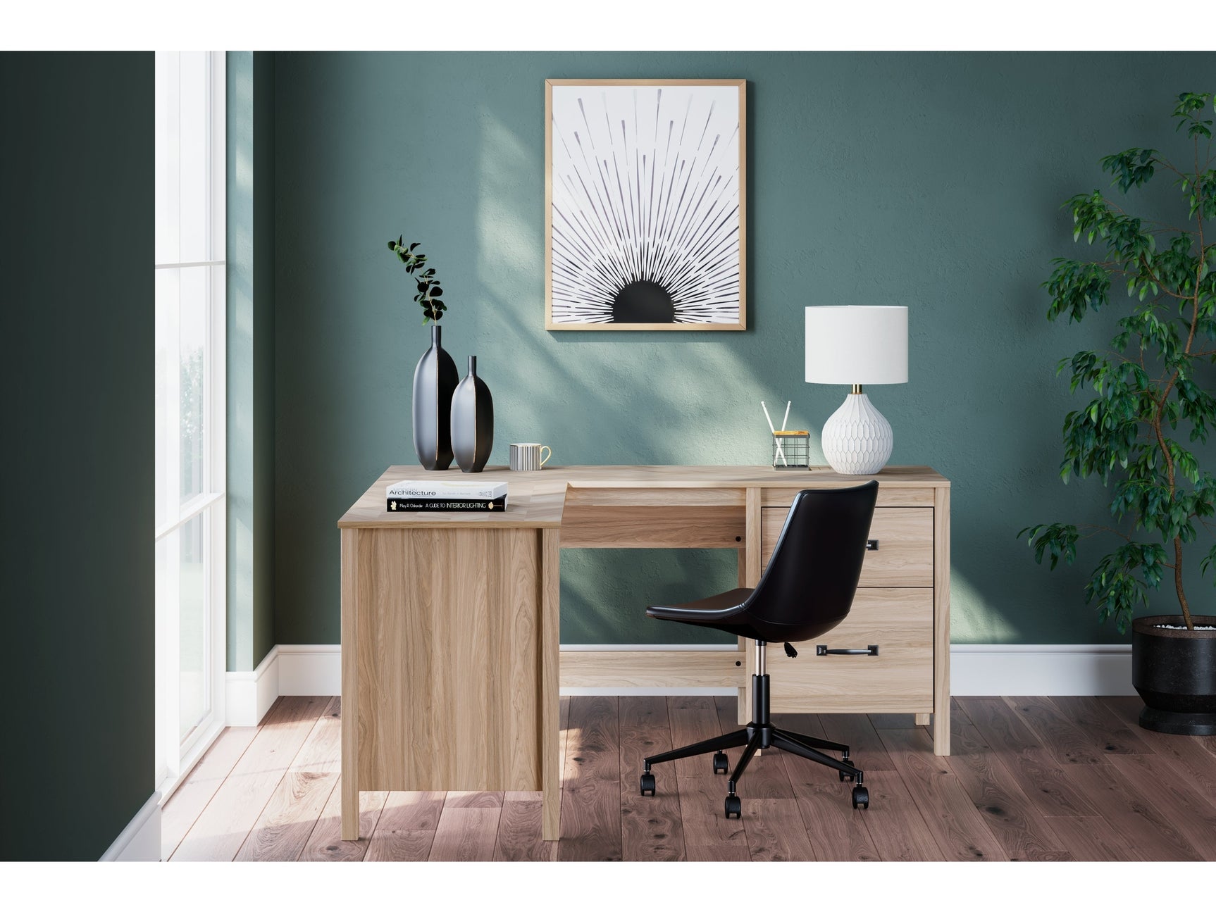 Battelle Tan 60" Home Office Desk with Return (Online Special Price) - Ornate Home