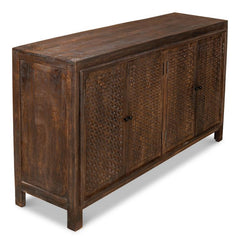Battle Chainmail Brown Four Door Sideboard - Ornate Home