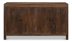 Battle Chainmail Brown Four Door Sideboard - Ornate Home