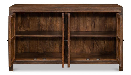 Battle Chainmail Brown Four Door Sideboard - Ornate Home