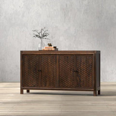 Battle Chainmail Brown Four Door Sideboard - Ornate Home