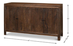 Battle Chainmail Brown Four Door Sideboard - Ornate Home