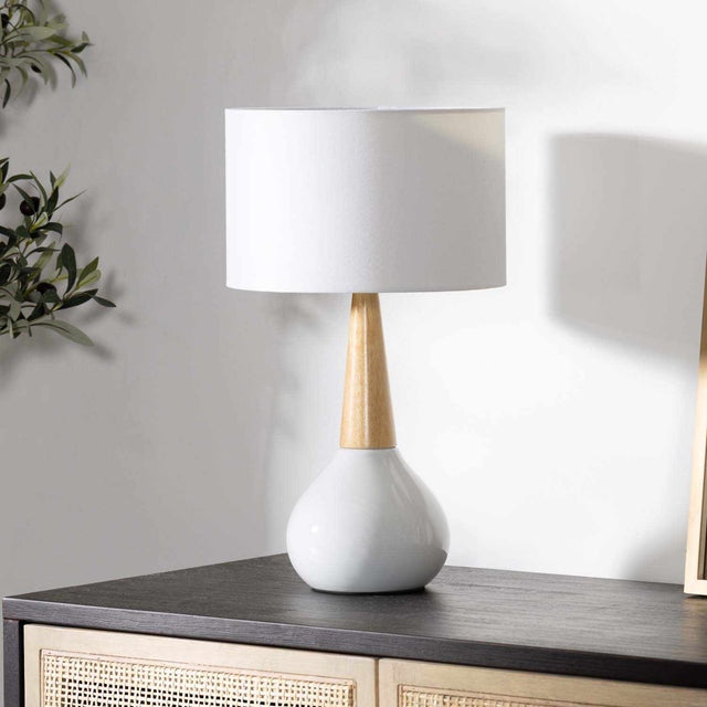 Baugo White Ceramic Table Lamp - Ornate Home