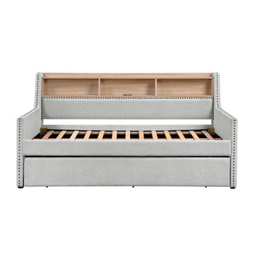 Baxter Light Gray Twin Daybed with Trundle - Ornate Home