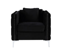 Bayberry Black 34"W Velvet Chair - Ornate Home
