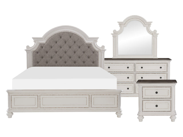 Baylesford Antique White / Brown-Gray 4-piece Queen Bedroom Set - Ornate Home