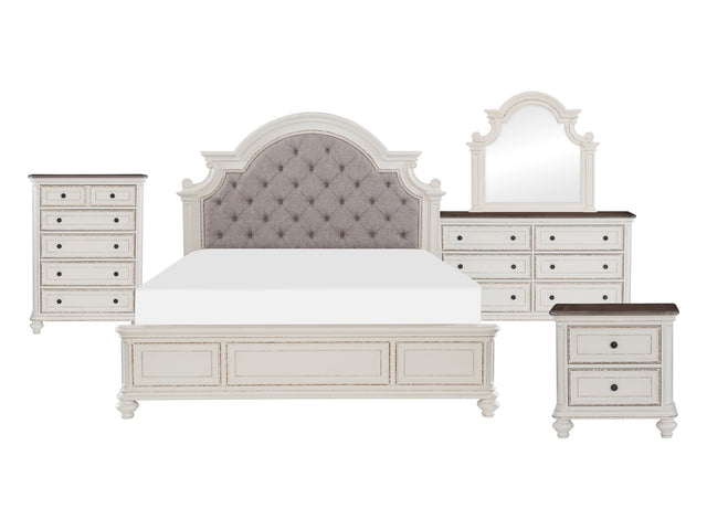 Baylesford Antique White/Brown-Gray 5-Piece Queen Bedroom Set - Ornate Home