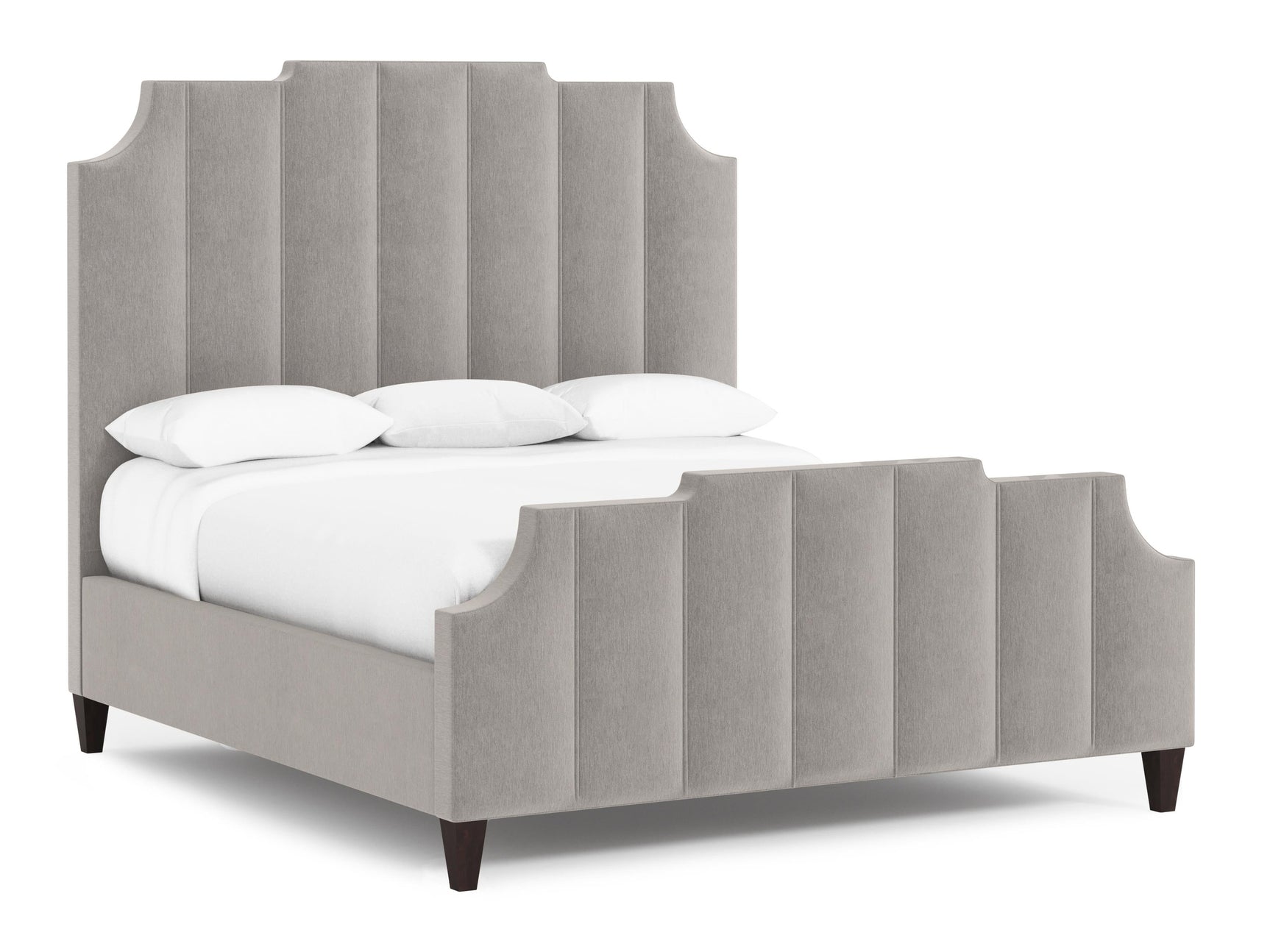Bayonne Grey Fabric Arched Footboard Panel King Bed - Ornate Home