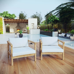Bayport Natural/White 2 Piece Outdoor Patio Teak Set - Ornate Home