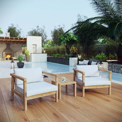 Bayport Natural/White 3 Piece Outdoor Patio Teak Set - Ornate Home