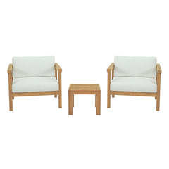 Bayport Natural/White 3 Piece Outdoor Patio Teak Set - Ornate Home
