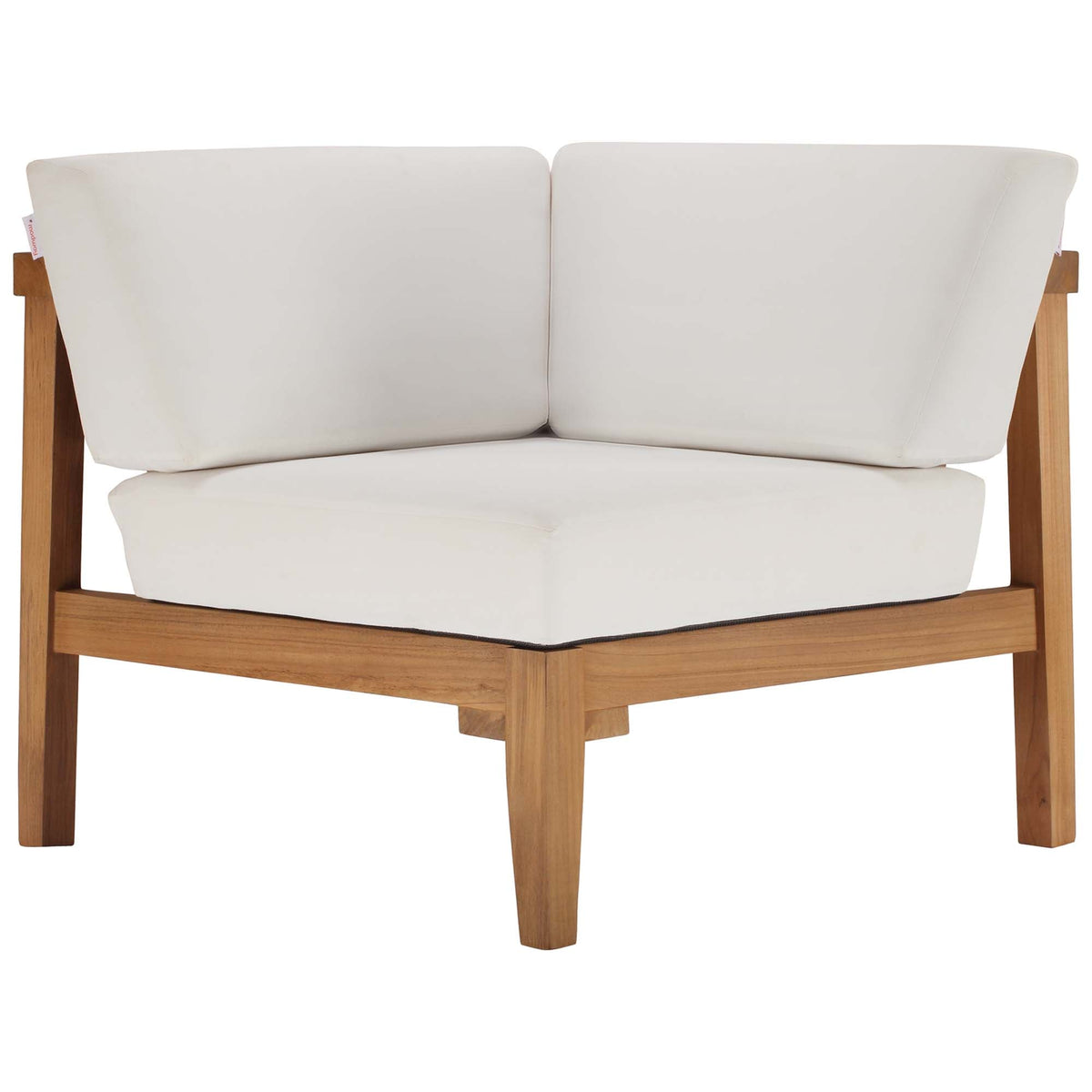 Bayport Natural/White 3-Piece Outdoor Patio Teak Wood Sectional Sofa Set - Ornate Home