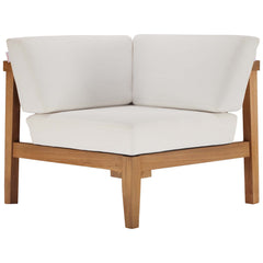 Bayport Natural/White 3-Piece Outdoor Patio Teak Wood Sectional Sofa Set - Ornate Home