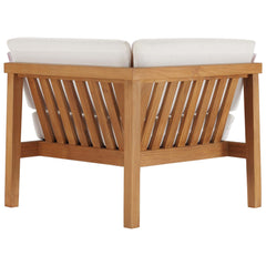 Bayport Natural/White 3-Piece Outdoor Patio Teak Wood Sectional Sofa Set - Ornate Home