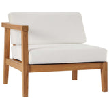 Bayport Natural/White 3-Piece Outdoor Patio Teak Wood Sectional Sofa Set - Ornate Home