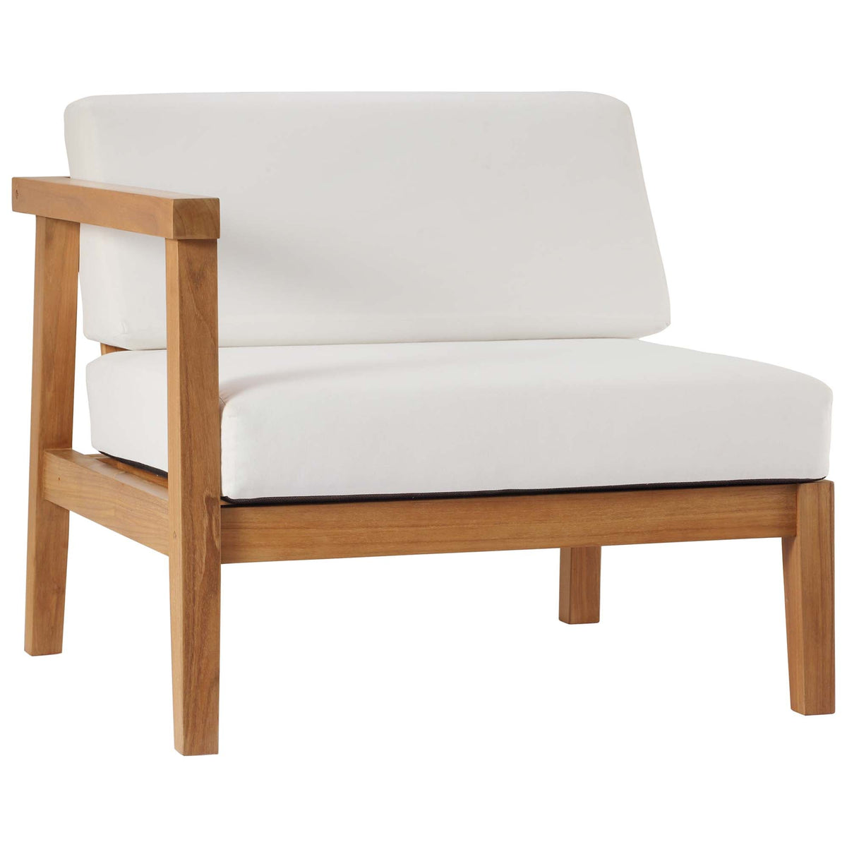 Bayport Natural/White 3-Piece Outdoor Patio Teak Wood Sectional Sofa Set - Ornate Home