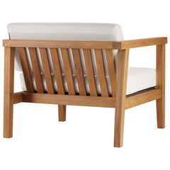 Bayport Natural/White 3-Piece Outdoor Patio Teak Wood Sectional Sofa Set - Ornate Home