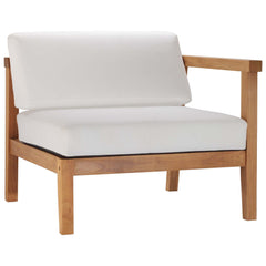 Bayport Natural/White 3-Piece Outdoor Patio Teak Wood Sectional Sofa Set - Ornate Home