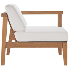 Bayport Natural/White 3-Piece Outdoor Patio Teak Wood Sectional Sofa Set - Ornate Home