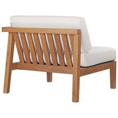 Bayport Natural/White 3-Piece Outdoor Patio Teak Wood Sectional Sofa Set - Ornate Home