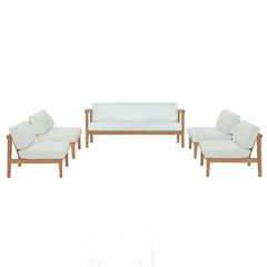 Bayport Natural/White 5 Piece Outdoor Patio Teak Set - 34x210.5" - Ornate Home