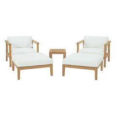 Bayport Natural/White 5 Piece Outdoor Patio Teak Set - 69.5x88" - Ornate Home