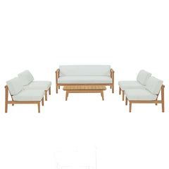 Bayport Natural/White 6 Piece Outdoor Patio Teak Set - 81x210.5" - Ornate Home