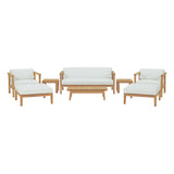 Bayport Natural/White 8 Piece Outdoor Patio Teak Set - Ornate Home