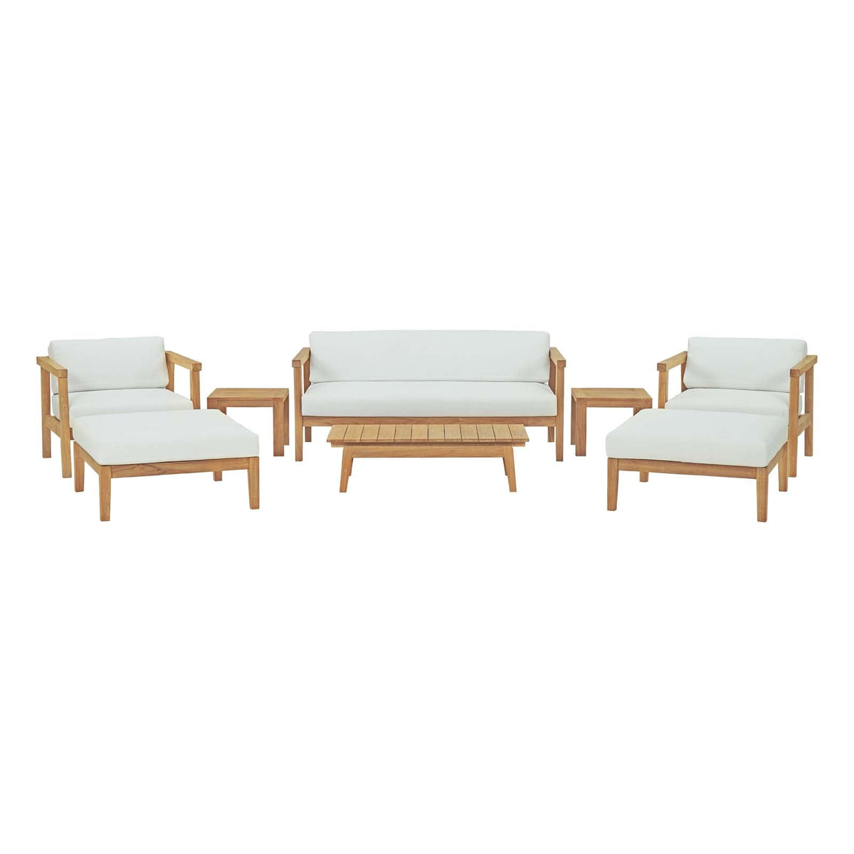 Bayport Natural/White 8 Piece Outdoor Patio Teak Set - Ornate Home