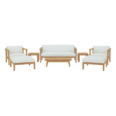 Bayport Natural/White 8 Piece Outdoor Patio Teak Set - Ornate Home