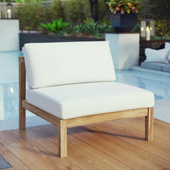 Bayport Natural/White Outdoor Patio Teak Armless - Ornate Home