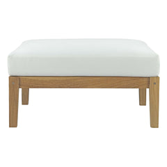 Bayport Natural/White Outdoor Patio Teak Ottoman - Ornate Home