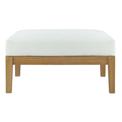 Bayport Natural/White Outdoor Patio Teak Ottoman - Ornate Home