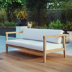 Bayport Natural/White Outdoor Patio Teak Sofa - Ornate Home
