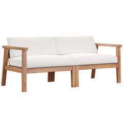 Bayport Natural/White Outdoor Patio Teak Wood 2-Seater Loveseat - Ornate Home