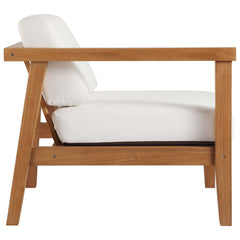 Bayport Natural/White Outdoor Patio Teak Wood 2-Seater Loveseat - Ornate Home
