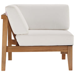 Bayport Natural/White Outdoor Patio Teak Wood Corner Chair - Ornate Home