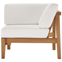 Bayport Natural/White Outdoor Patio Teak Wood Corner Chair - Ornate Home