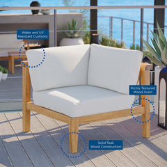 Bayport Natural/White Outdoor Patio Teak Wood Corner Chair - Ornate Home