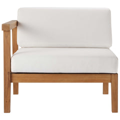 Bayport Natural/White Outdoor Patio Teak Wood Left-Arm Chair - Ornate Home