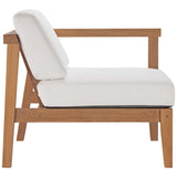 Bayport Natural/White Outdoor Patio Teak Wood Right-Arm Chair - Ornate Home
