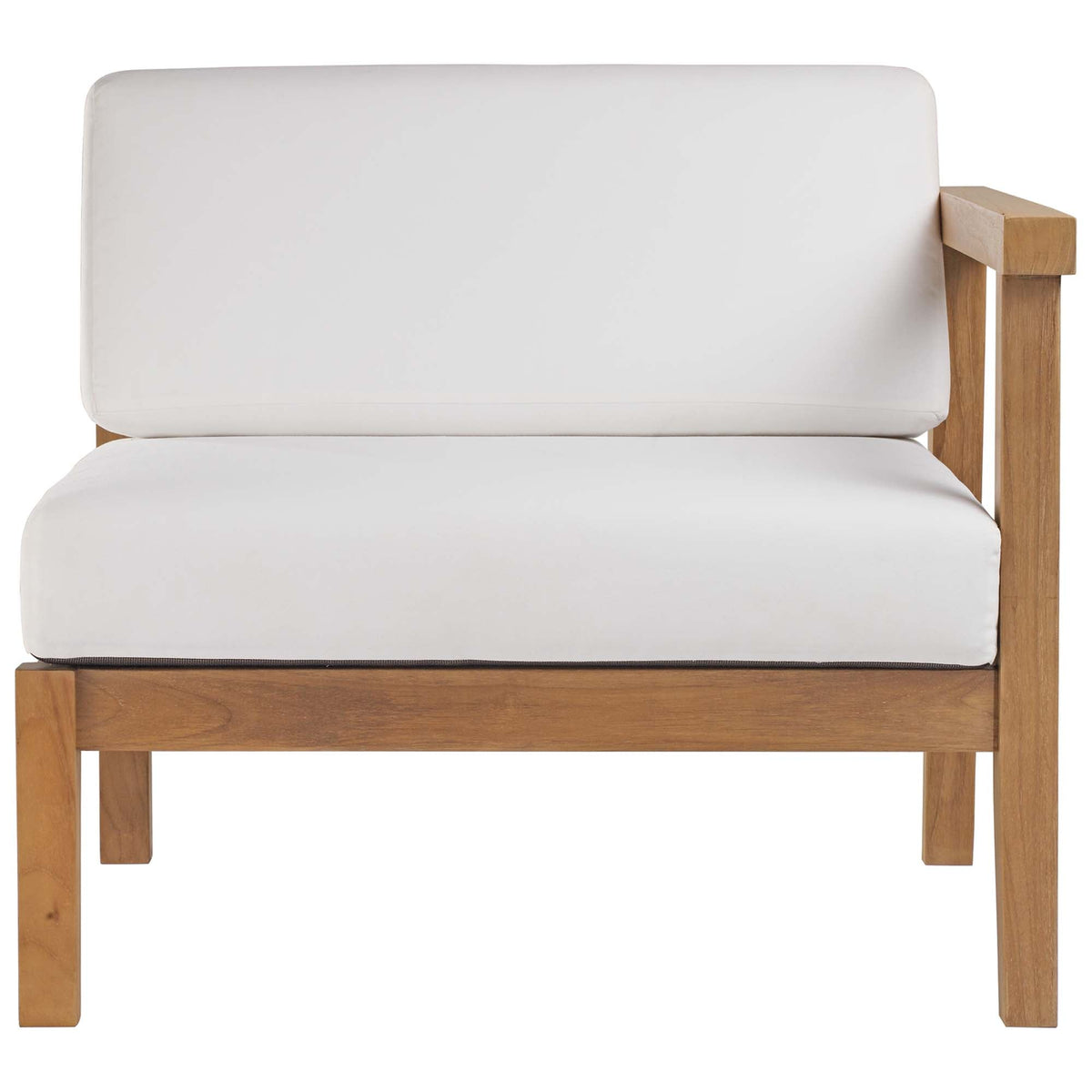Bayport Natural/White Outdoor Patio Teak Wood Right-Arm Chair - Ornate Home